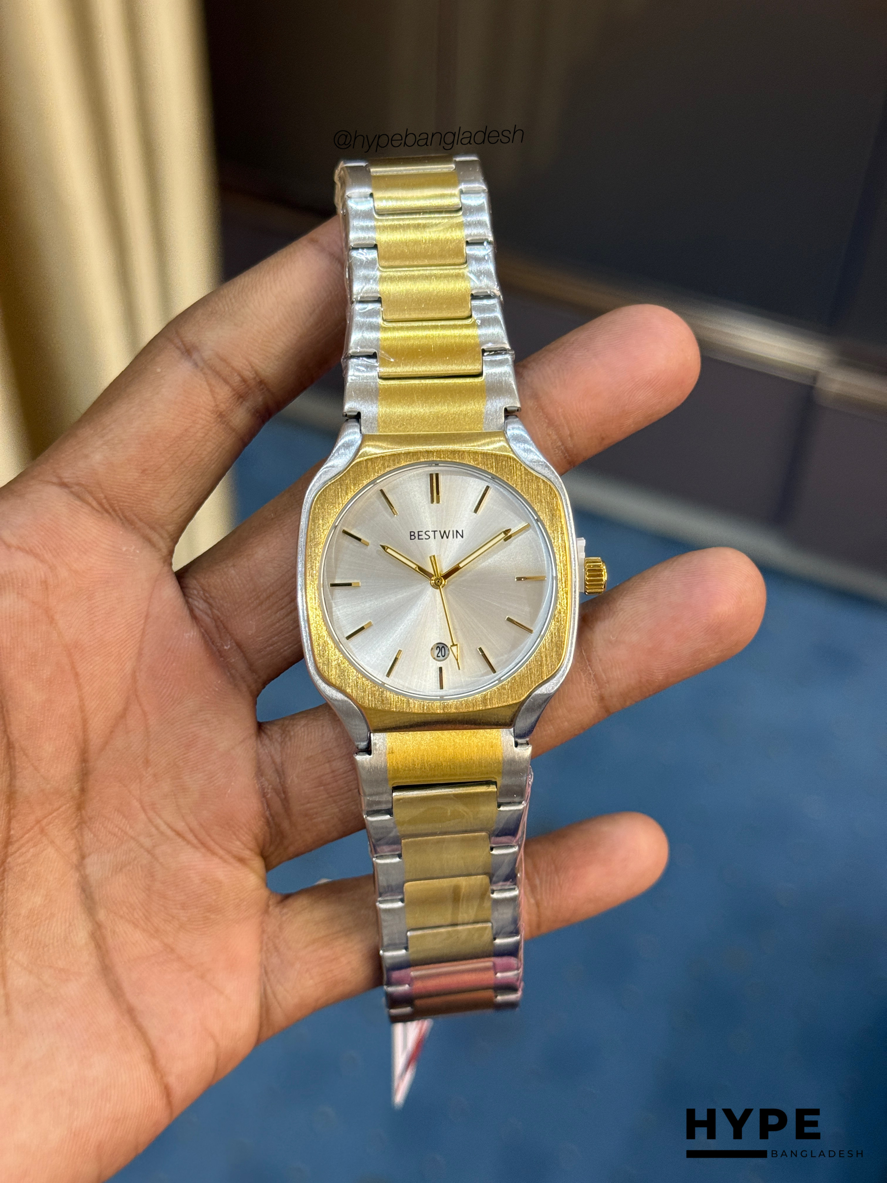 Bestwin two-tone quartz with date (White)