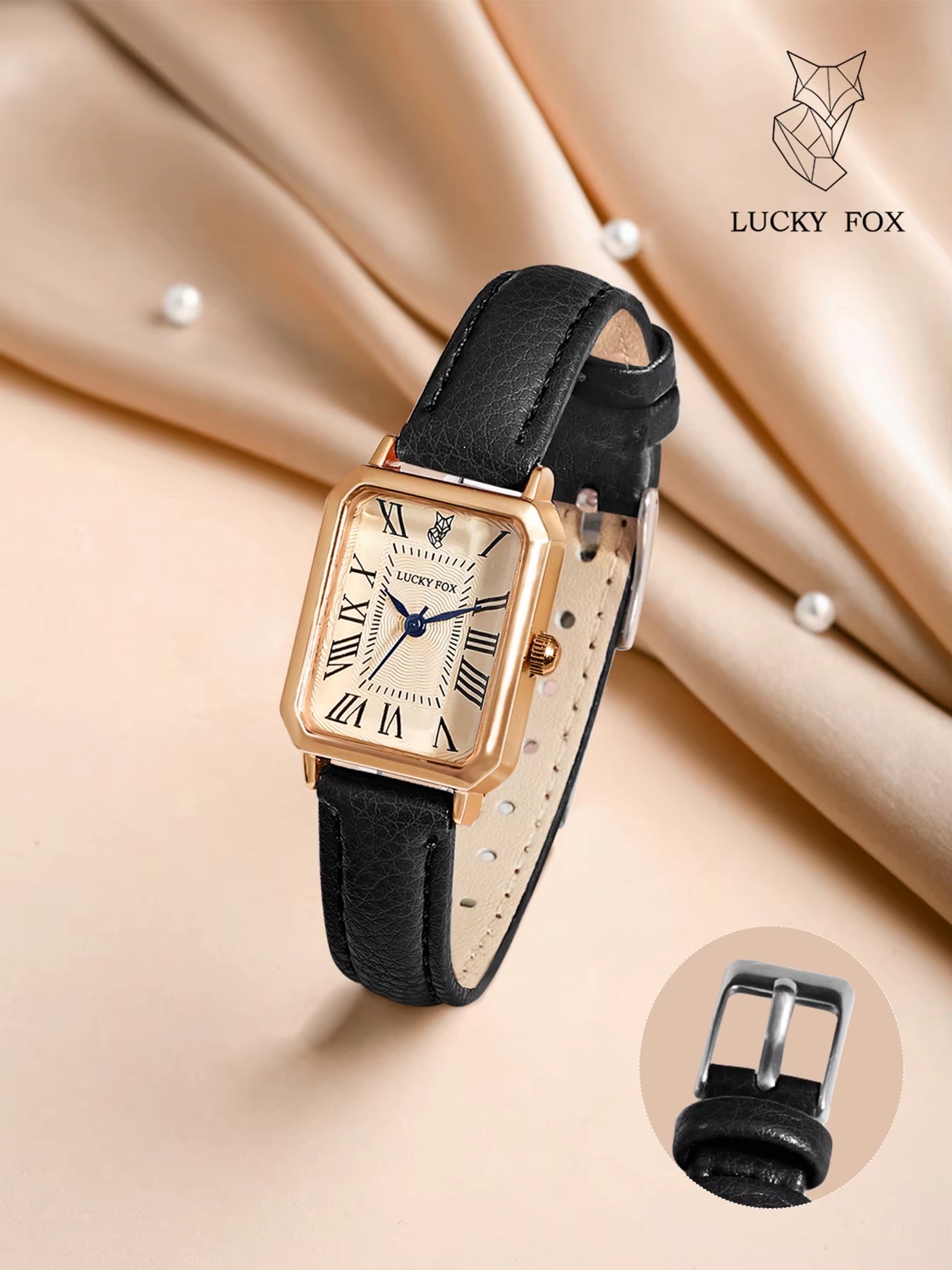 Lucky Fox Ladies watch (Black-Rose)
