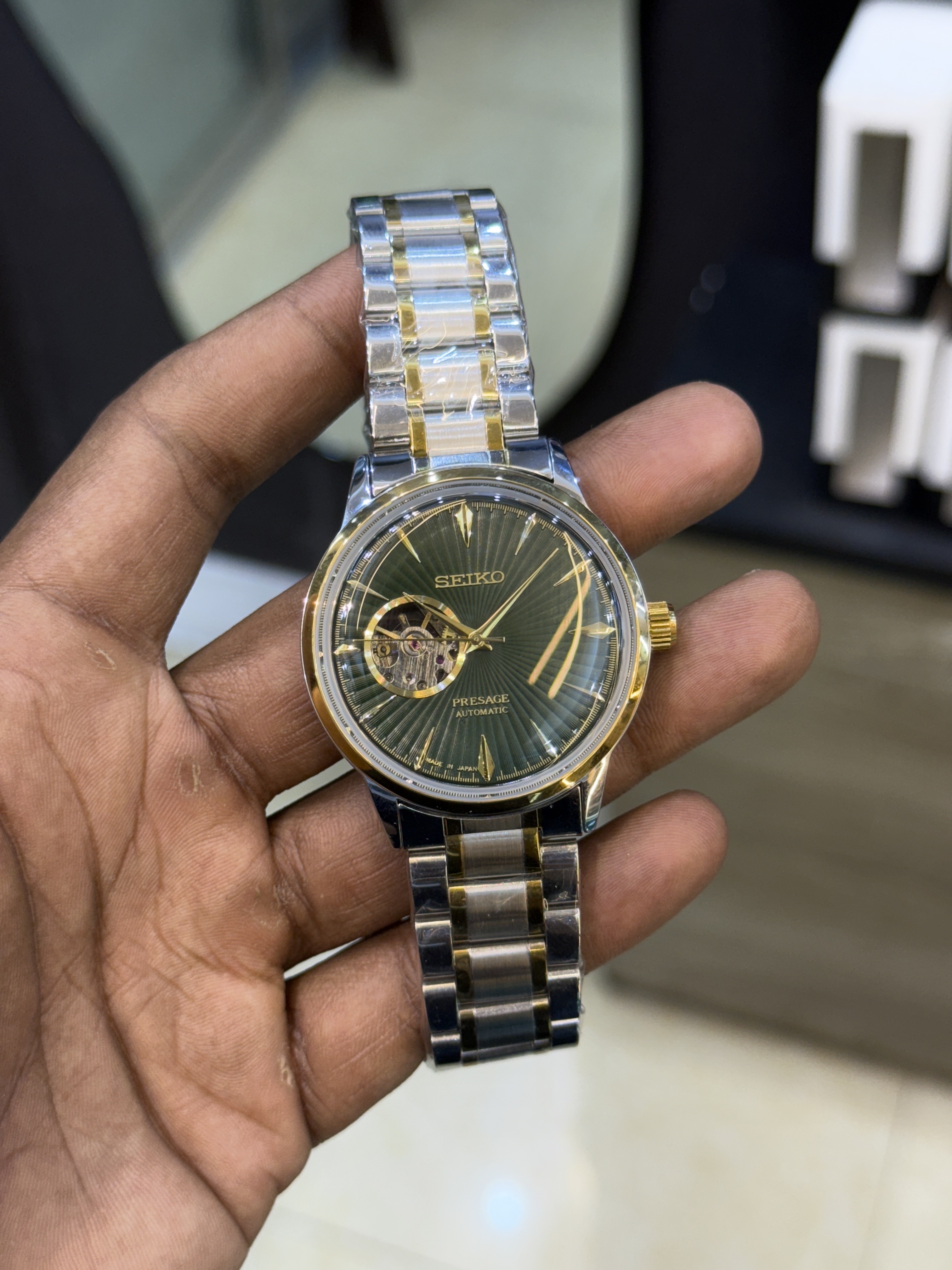 Seiko Presage Open Heart Automatic Two-Tone (Green)