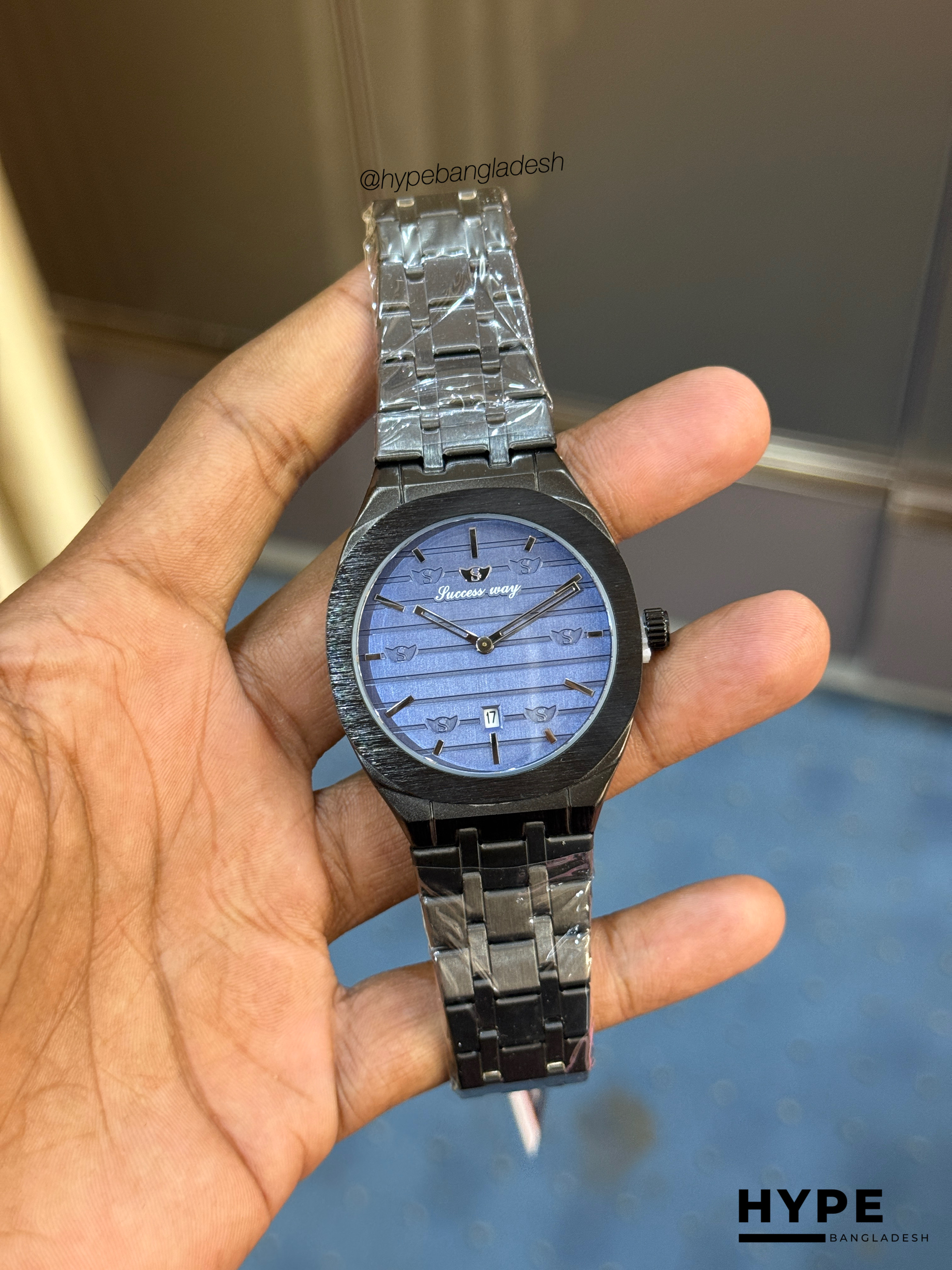 Success Way Quartz With Date Watch For Men (Black-Blue)_img_0