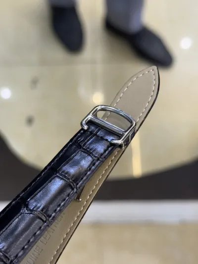 Cartier Tank Watch (Black-White) Crocodile Leather Strap_img_1