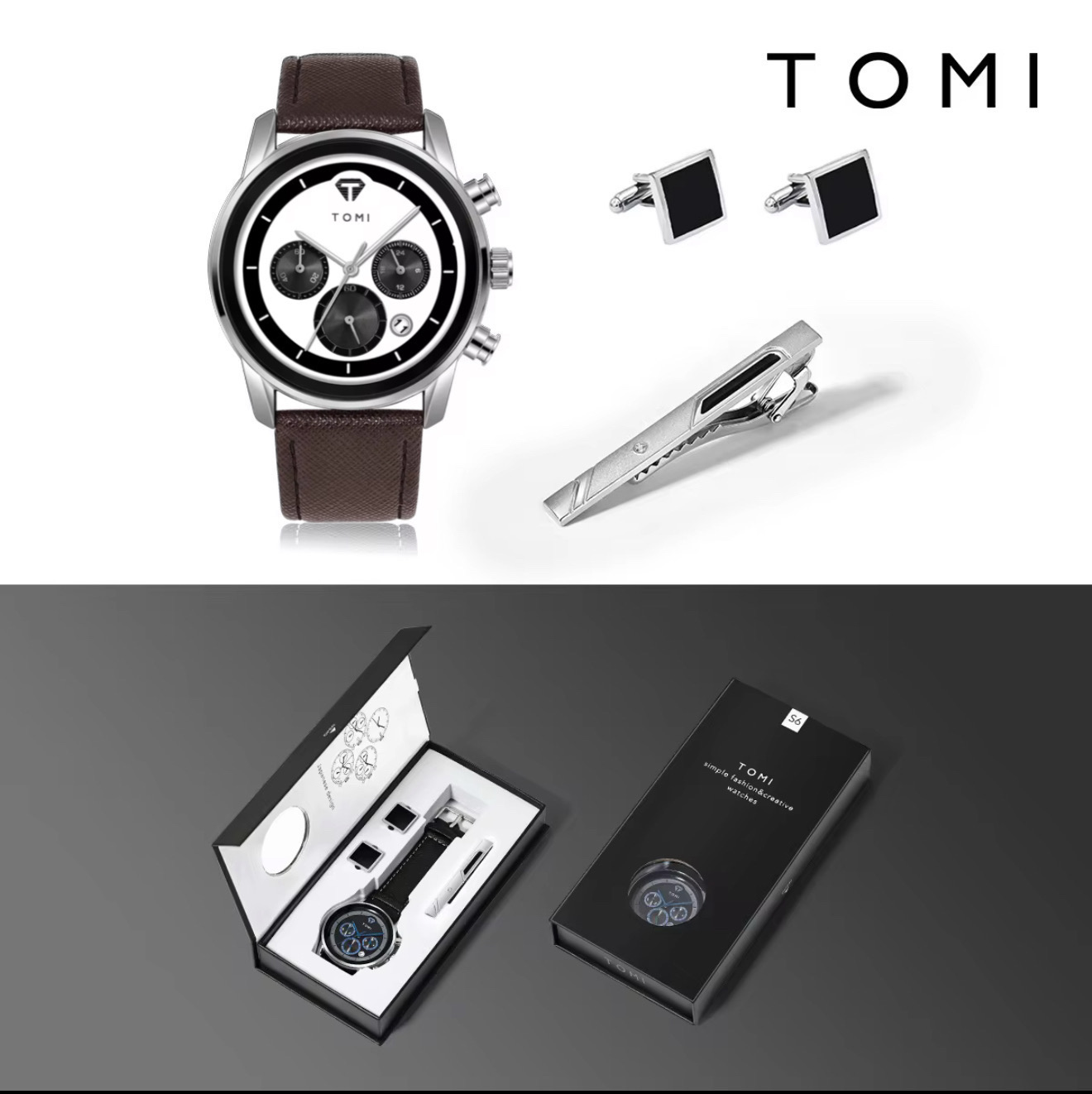 TOMI T-603 Chronograph Gift Box (Brown)_img_0