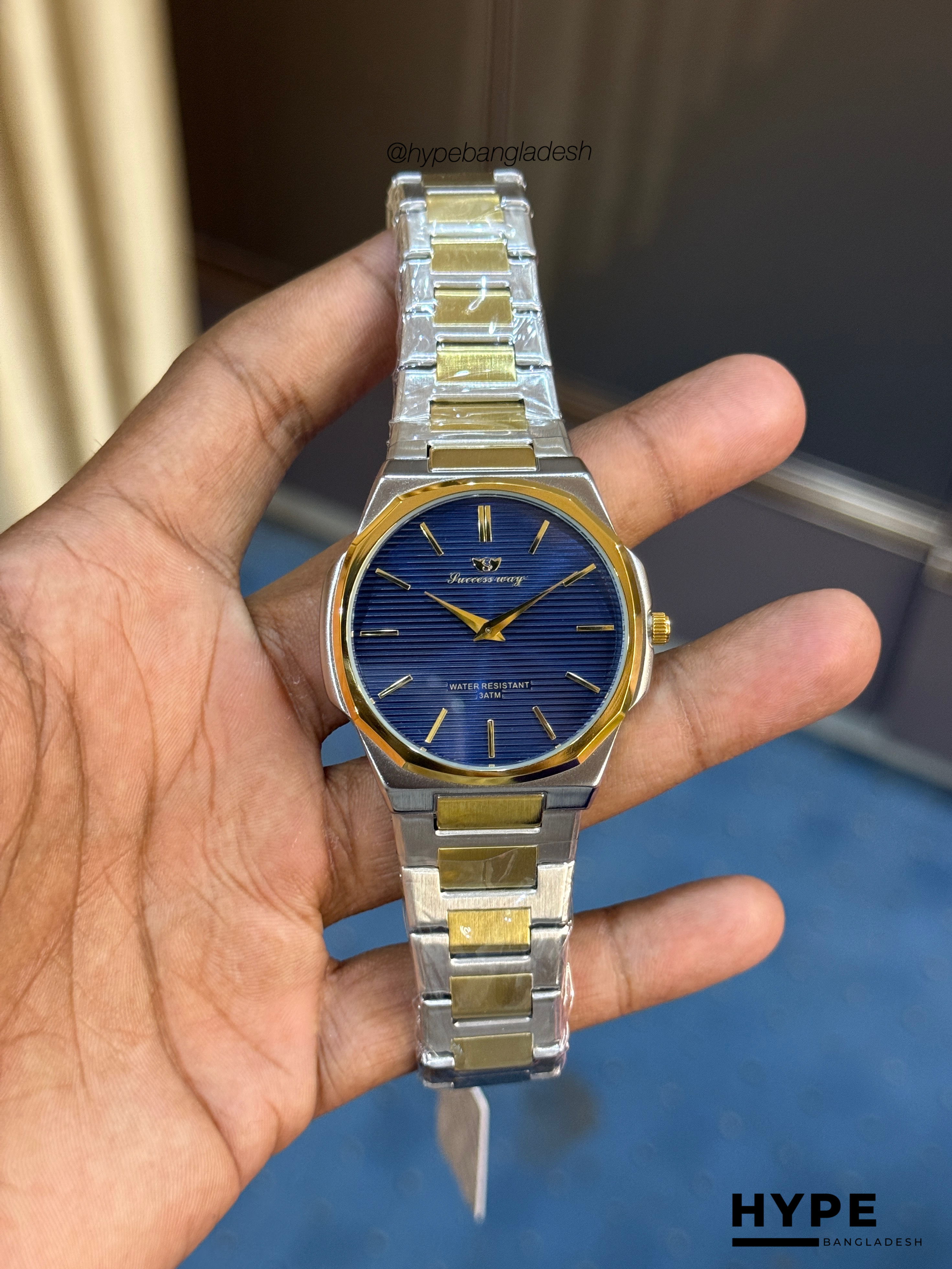 Success Way Quartz With Date Watch For Men (Black-Blue)_img_8
