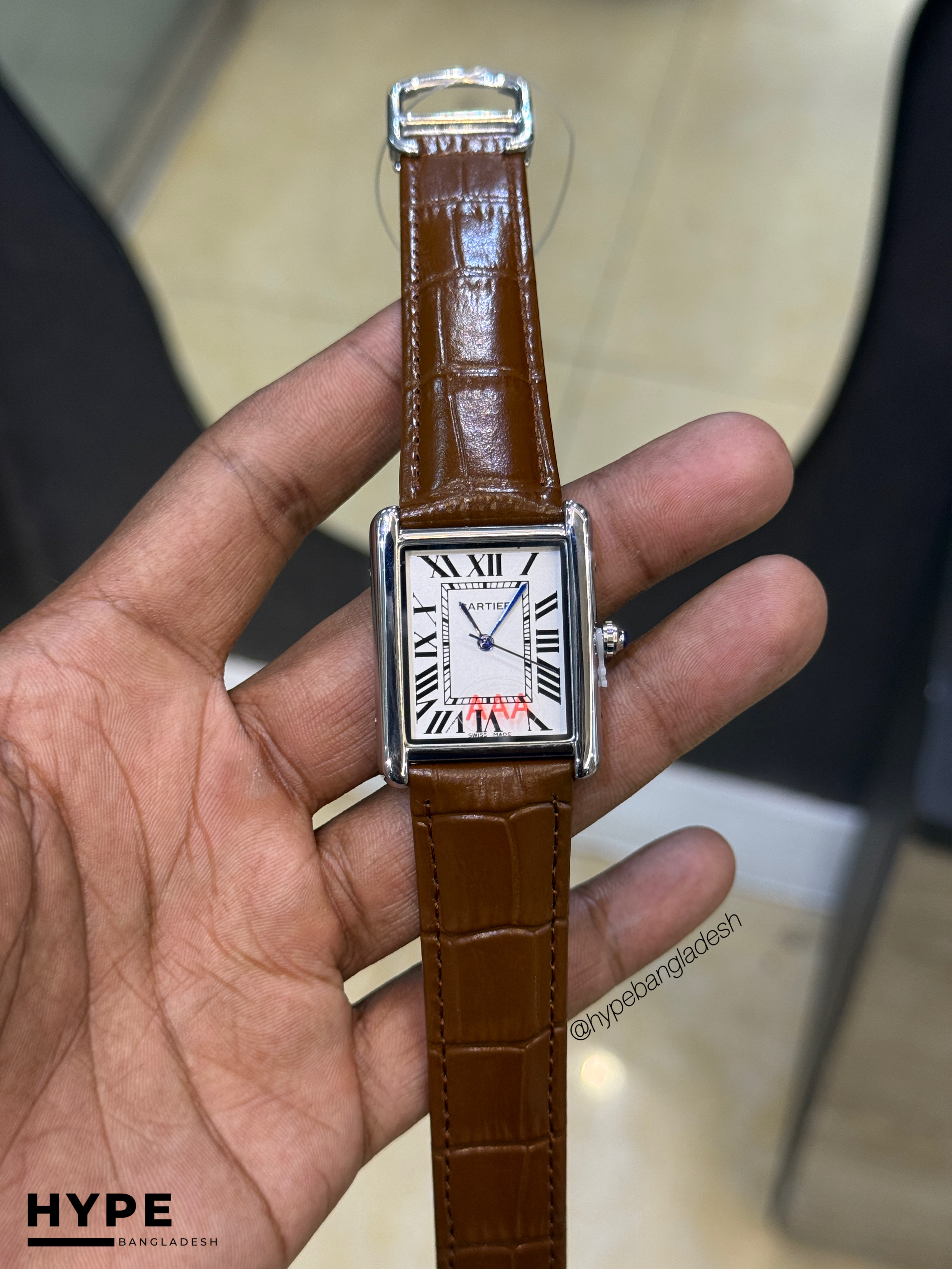 Cartier Tank Watch (Brown-White)
