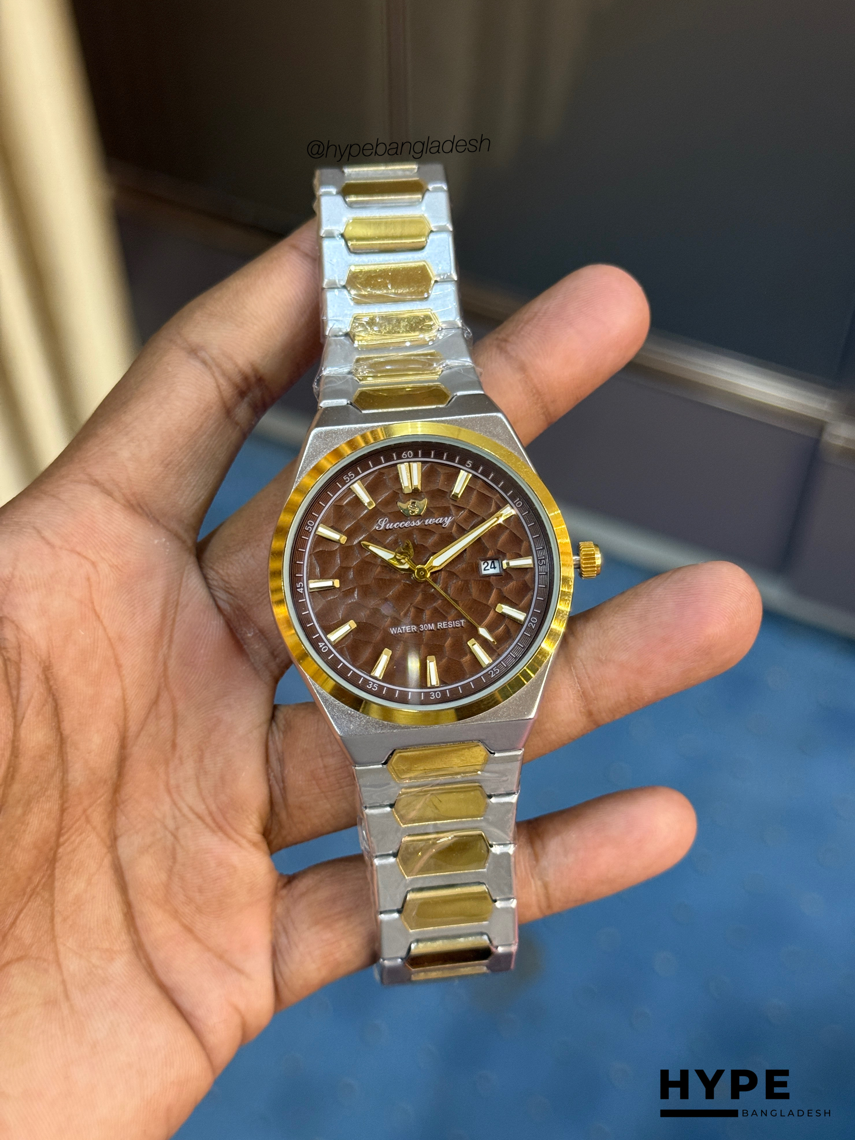 Success Way Quartz With Date Watch For Men (Black-Blue)_img_7