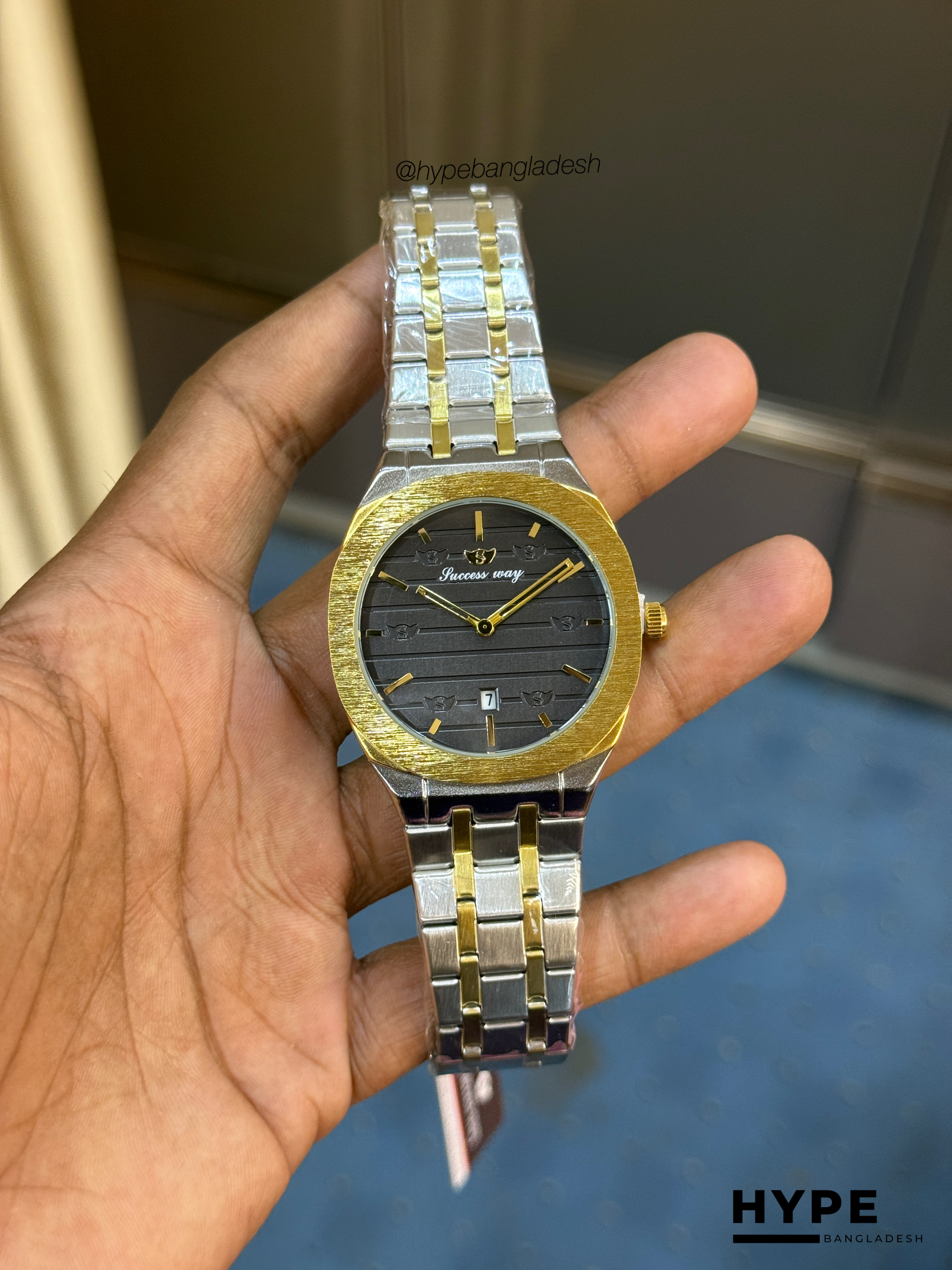Success Way Quartz With Date Watch For Men (Black-Blue)_img_5