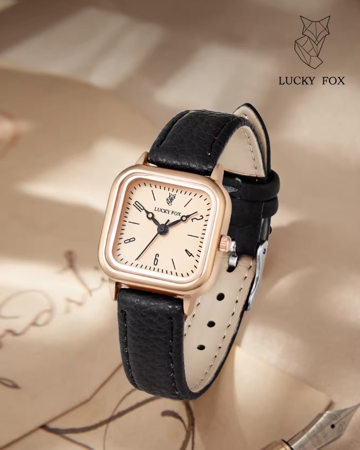 Lucky Fox Ladies watch (Black-Rose)