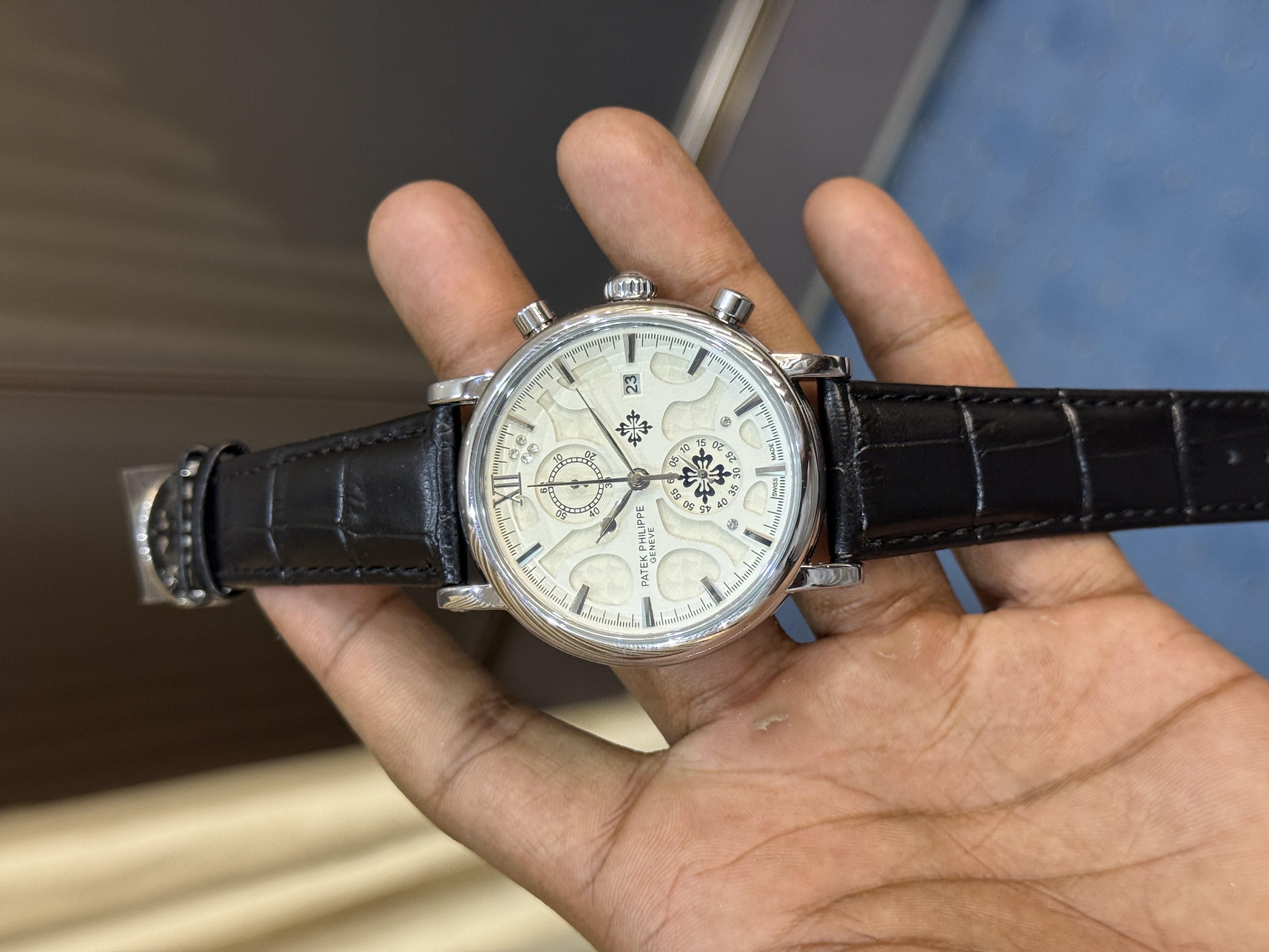 Patek Philippe Belt Chronograph (Black-Silver)_img_0
