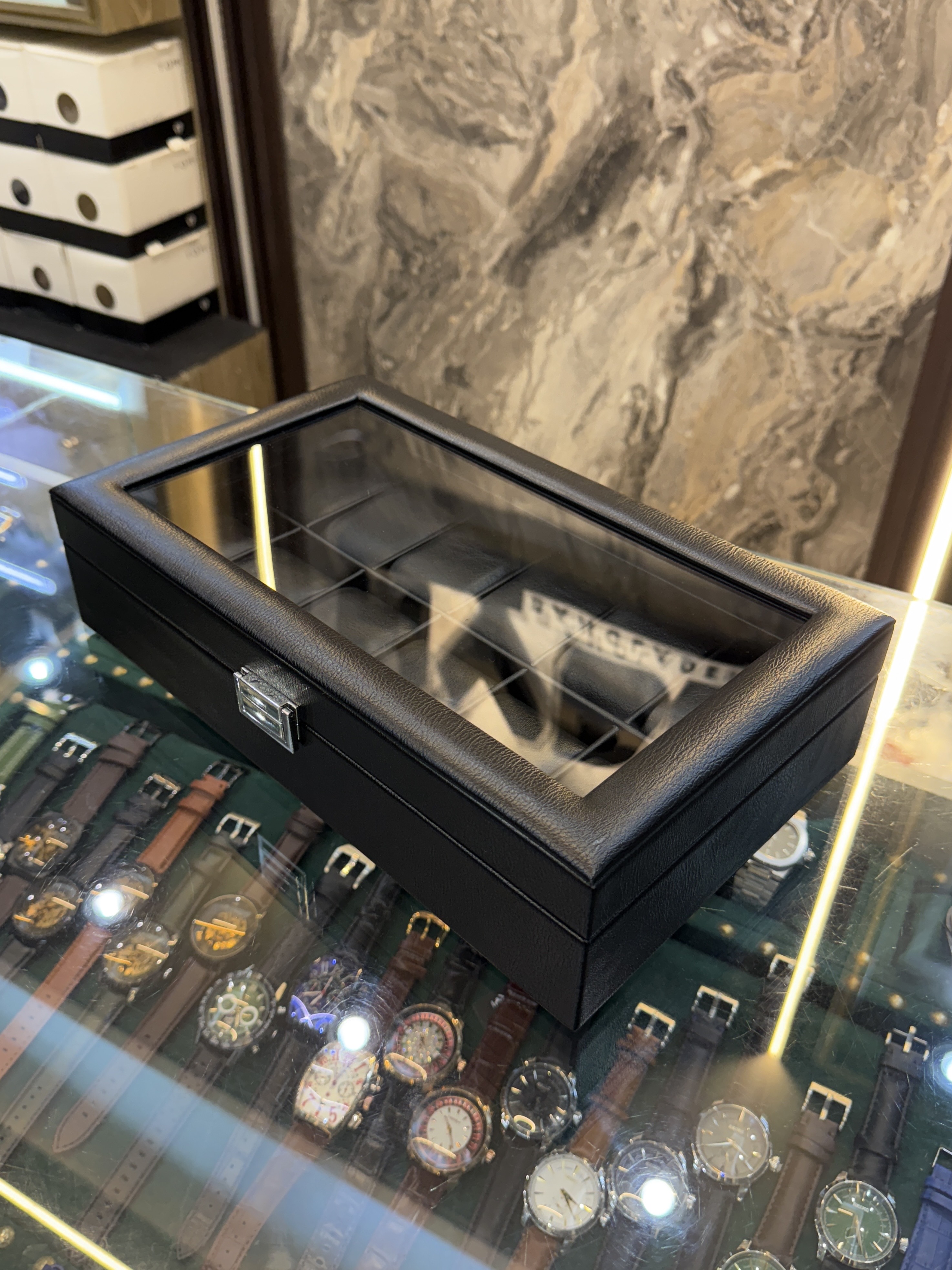 12 Slots Leather Watch Organizer Box (Black)_img_2