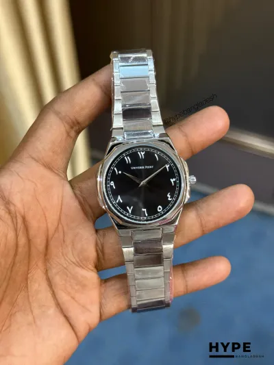 Universe Point Arabic Numbers Quartz Watch For Men (SilverBlack)_img_0