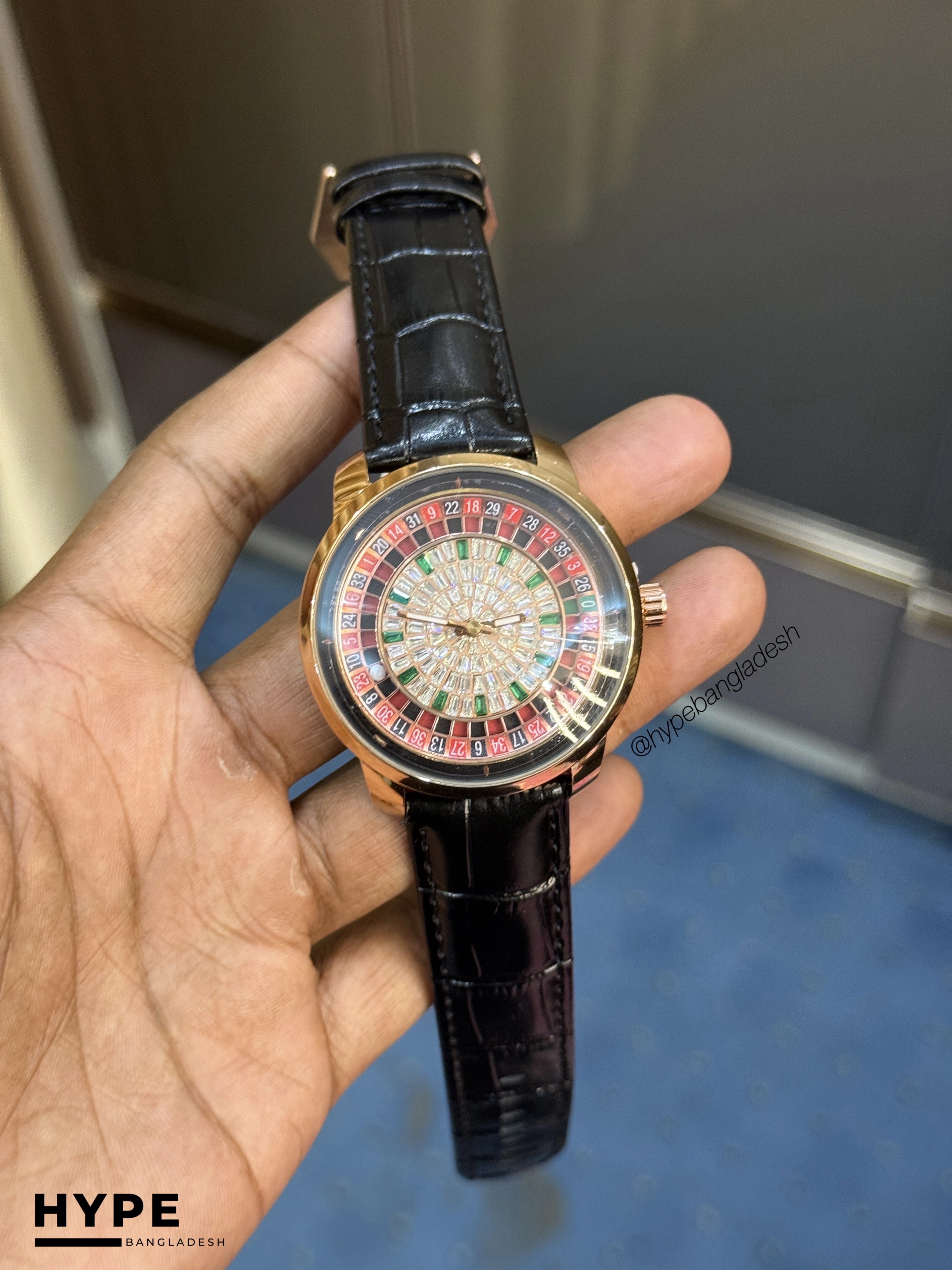 HERYI Casino Watch With Stone (Black-Rosegold)_img_0