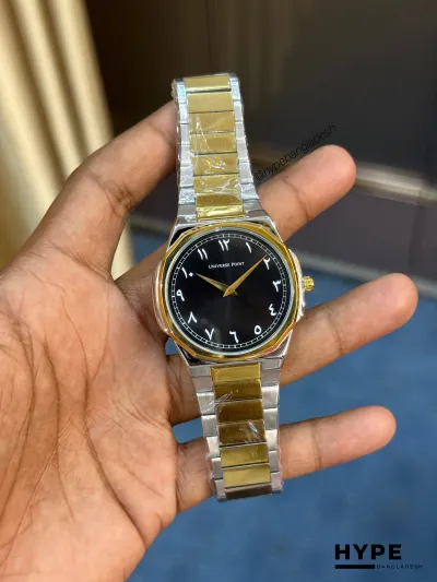 Universe Point Arabic Numbers Quartz Watch For Men (Silver-Gold-Black)_img_0