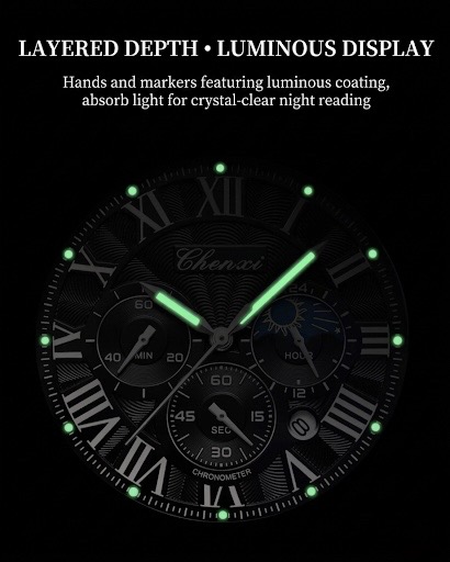 Chenxi CX-972 Chronograph Moonphase (Silver-White)_img_2