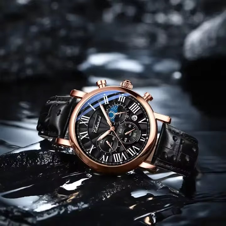 Chenxi CX-972 Chronograph Moonphase (Black-Rosegold)_img_2