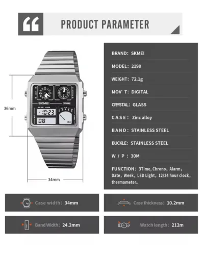 SKMEI 2198 Digital Multifunctions (Silver)_img_3