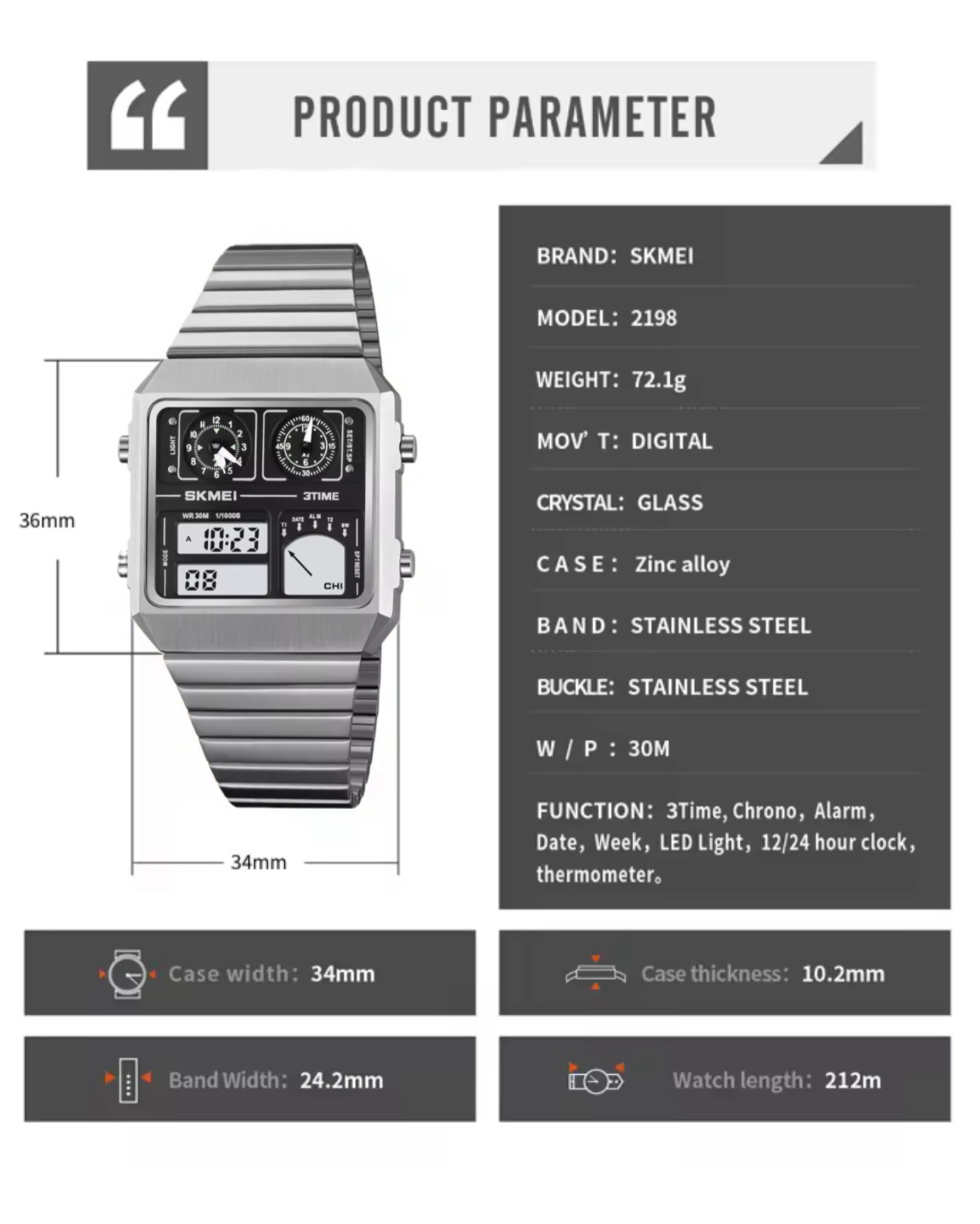 SKMEI 2198 Digital Multifunctions (Silver)_img_3
