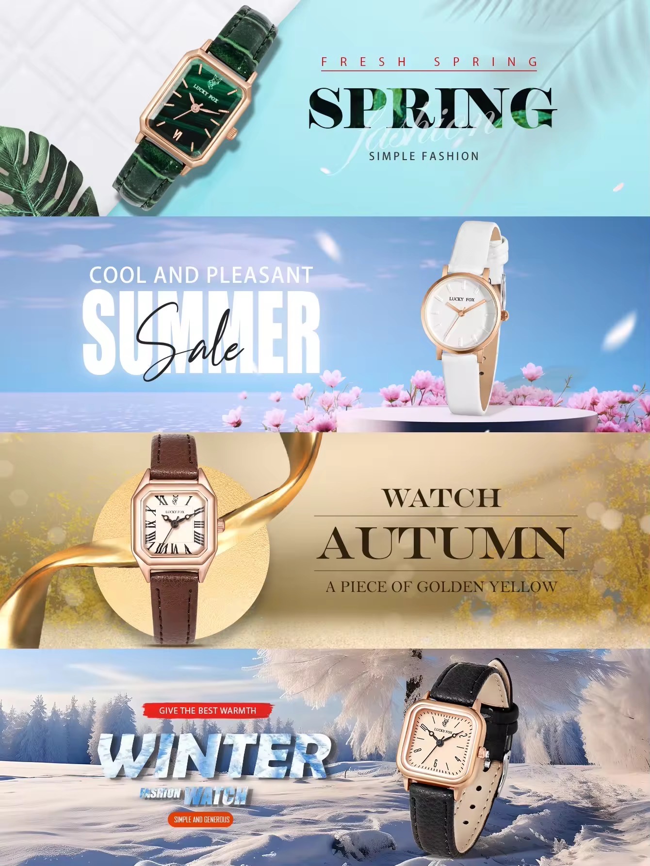 Lucky Fox 4PCS Watch Gift Box Set For Women_img_1