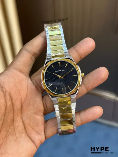 Universe Point Quartz Watch For Men (Silver-Gold-Black)_img_0