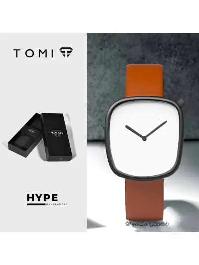 TOMI T-077 Unisex Leather Belt Casual Quartz Wrist Watch (Brown-Black)_img_0