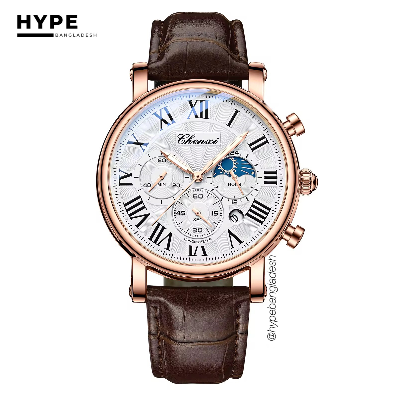 Chenxi CX-972 Chronograph Moonphase (Brown-White)