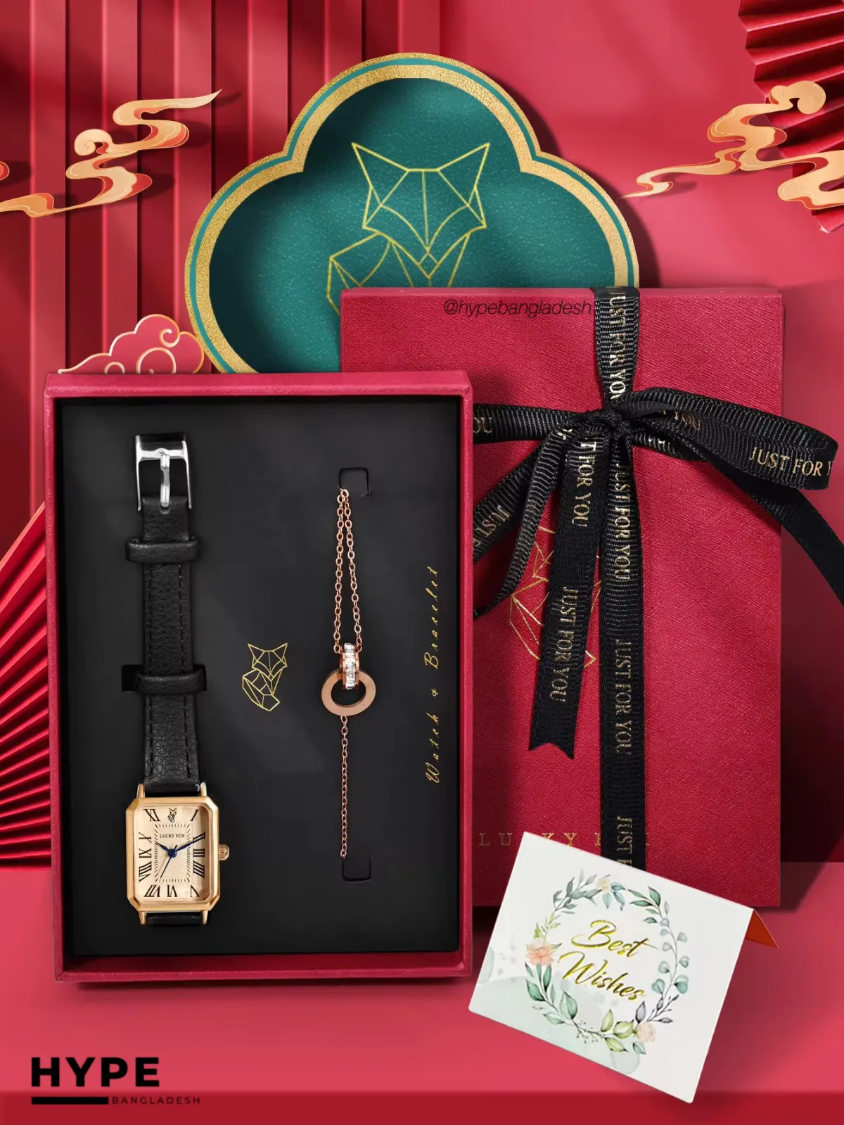 Lucky Fox 1PCS Watch With Bracelet Gift Set For Women