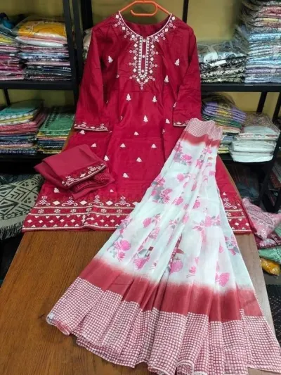 Readymade Embroidery Cotton Three Piece_img_5