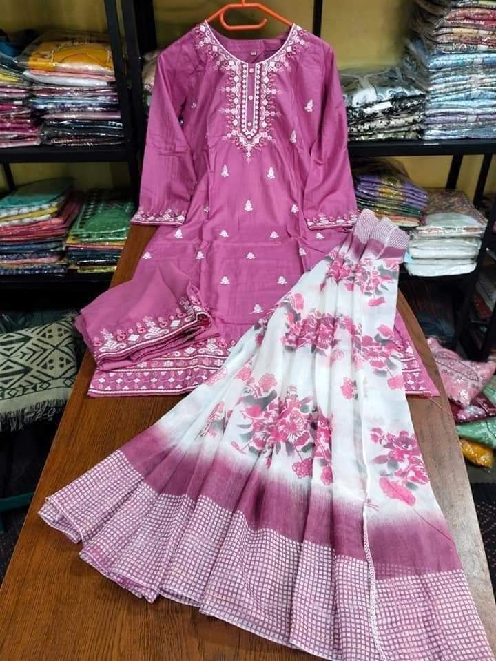 Readymade Embroidery Cotton Three Piece_img_4