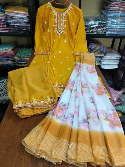 Readymade Embroidery Cotton Three Piece_img_0
