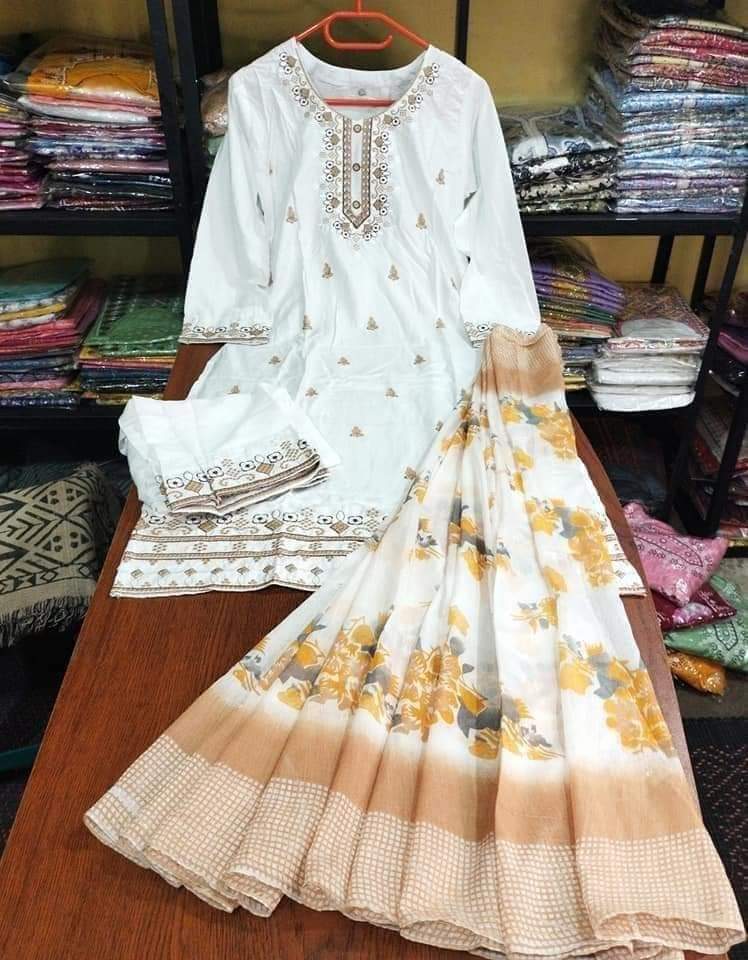 Readymade Embroidery Cotton Three Piece_img_1