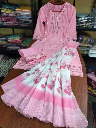 Readymade Embroidery Cotton Three Piece_img_2