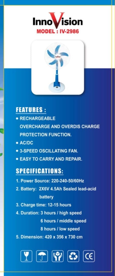 Rechargeable Defender Fan 16INCH HAF STAND / Defender (With Remote) (16") 2986HRS_img_4