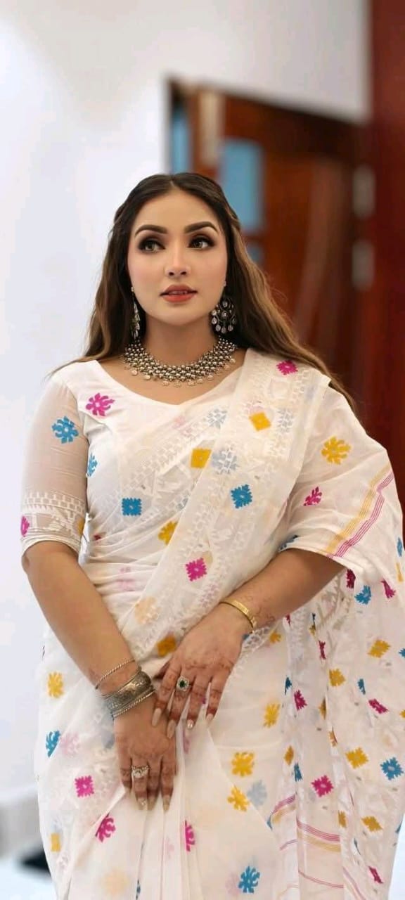 Half Silk Jamdani Print Saree_img_3