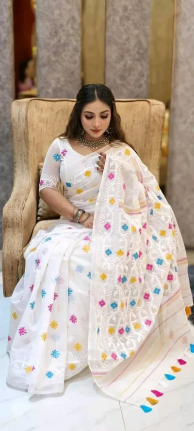 Half Silk Jamdani Print Saree_img_0