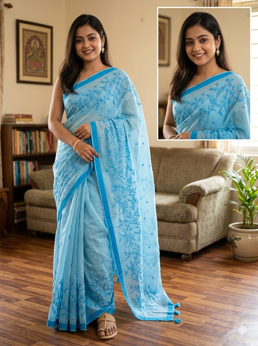 Embroidery Premium Half Silk Sharee