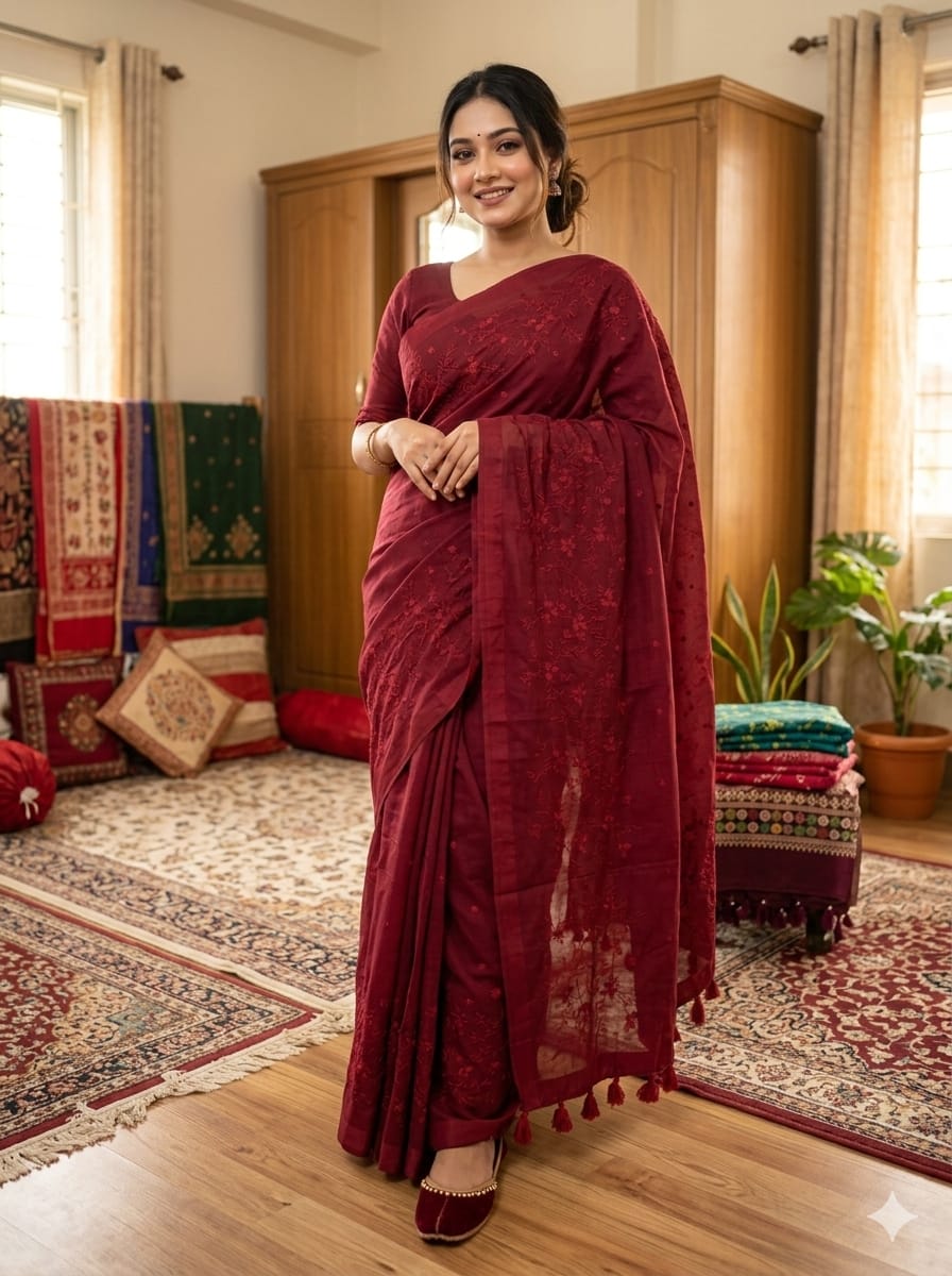 Embroidery Premium Half Silk Sharee_img_1