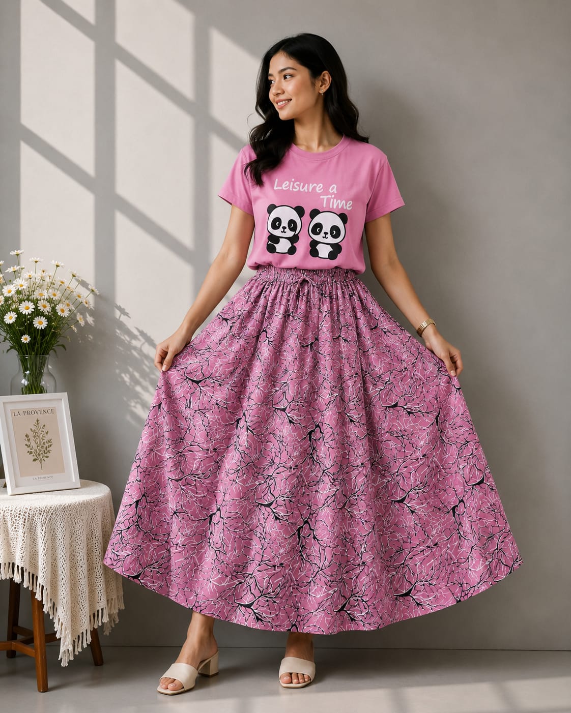 Linen Skirt and Tshirt Set_img_1