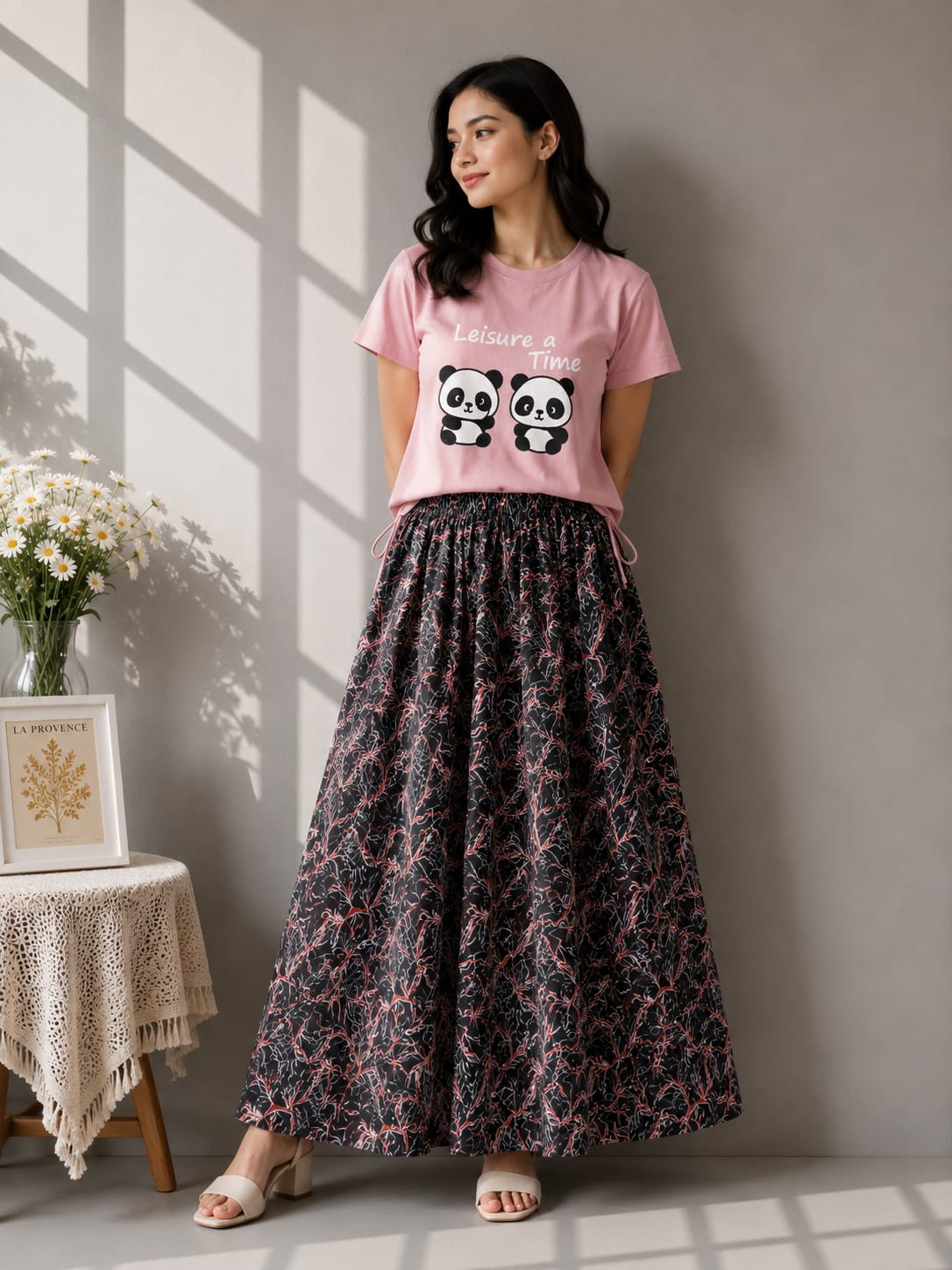Linen Skirt and Tshirt Set
