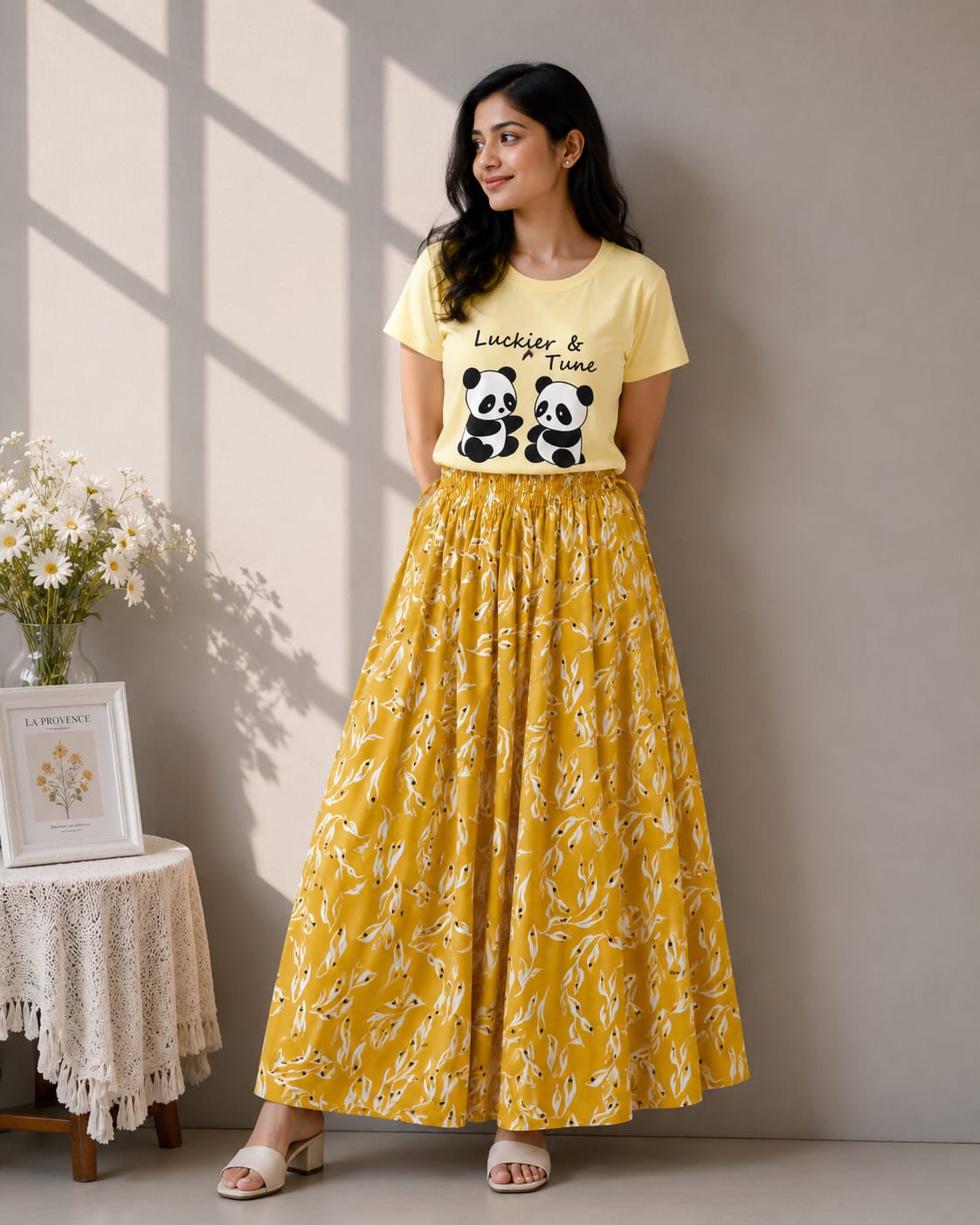 Linen Skirt and Tshirt Set