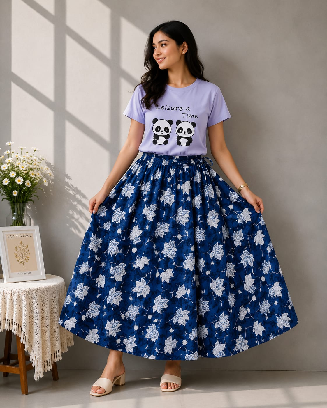 Linen Skirt and Tshirt Set_img_1