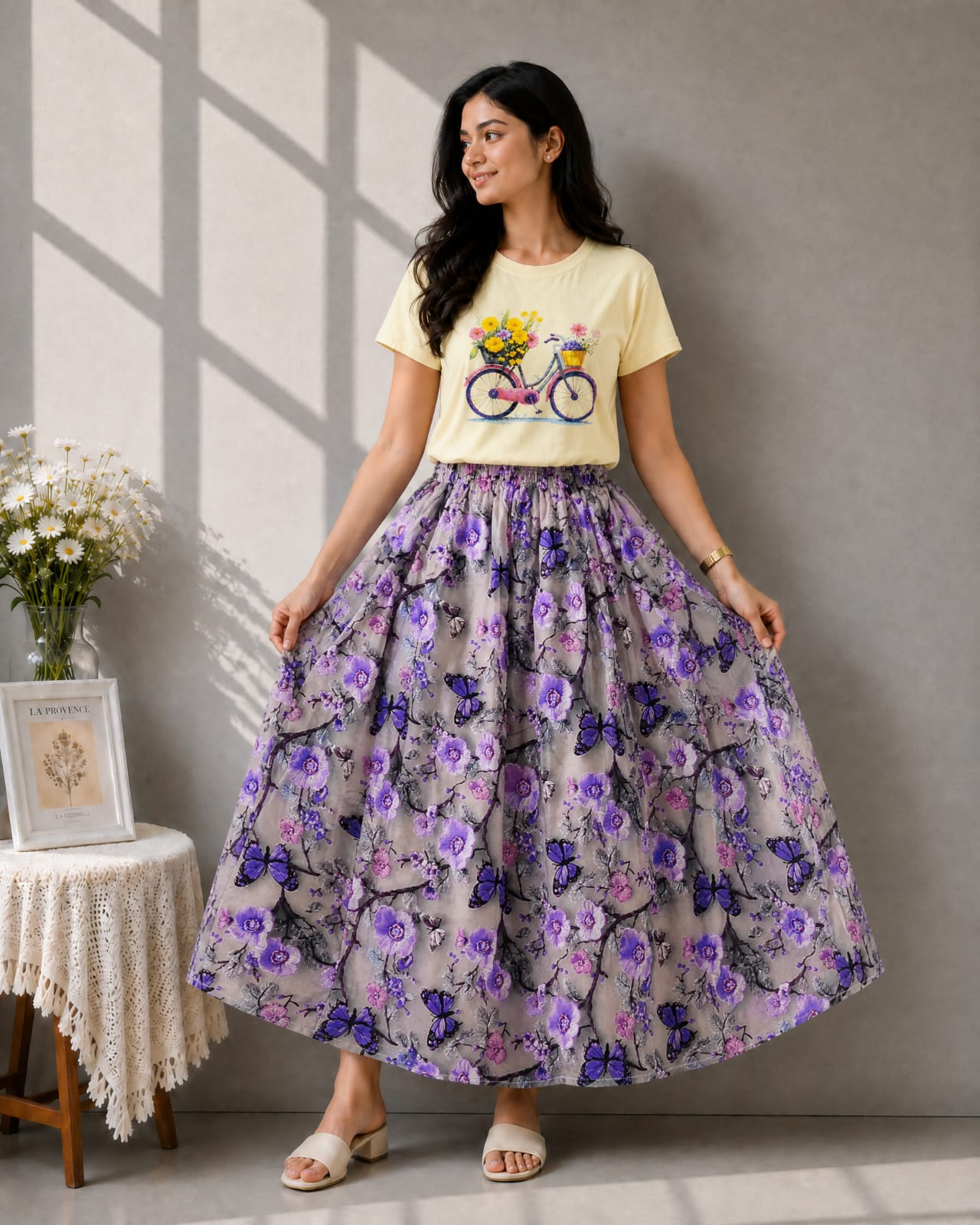 Linen Skirt and Tshirt Set