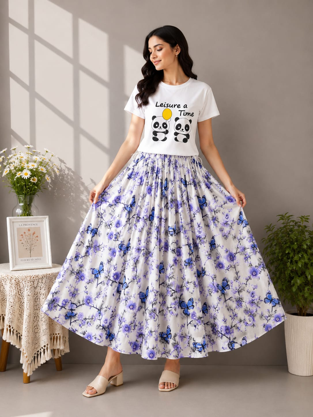 Linen Skirt and Tshirt Set