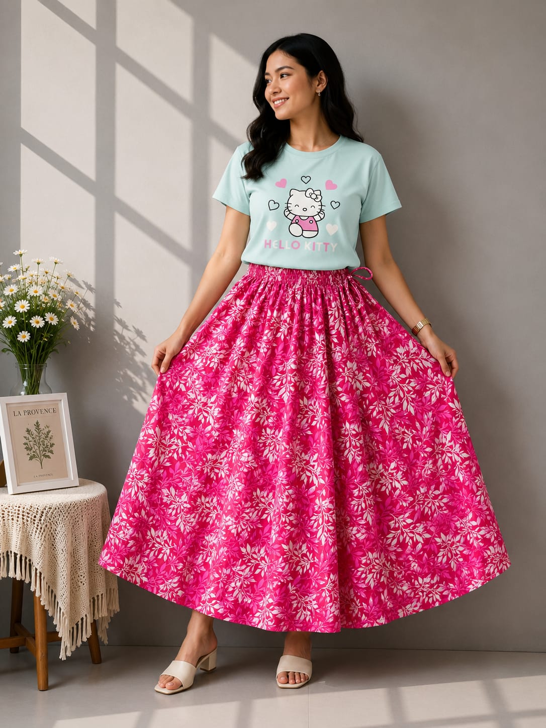 Linen Skirt and Tshirt Set_img_3