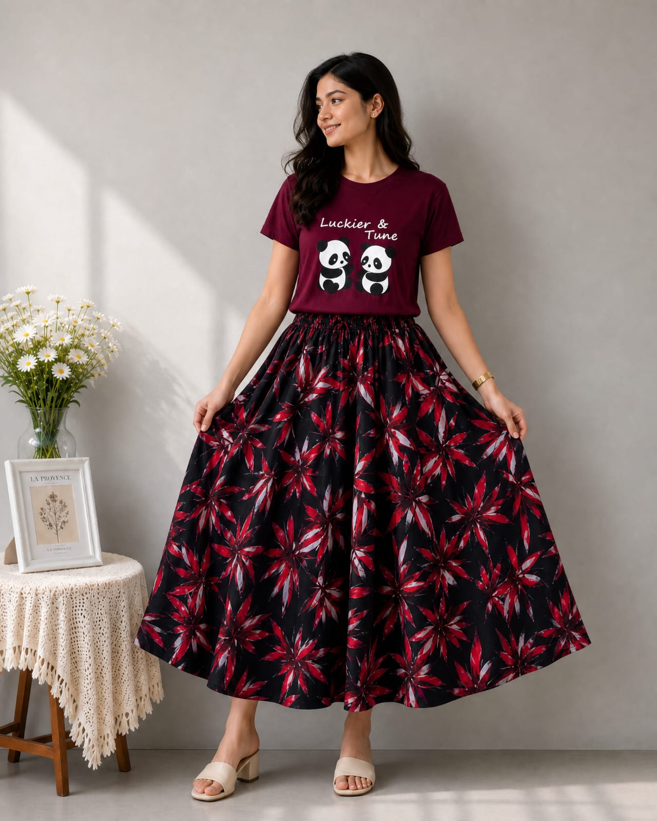 Linen Skirt and Tshirt Set_img_1