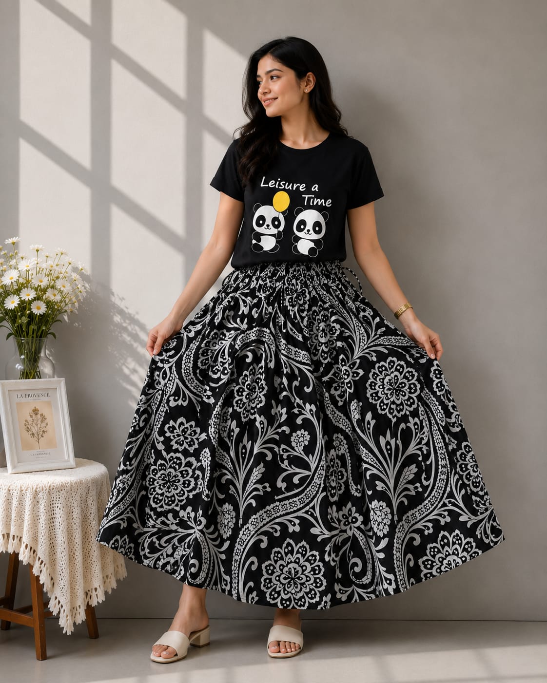 Linen Skirt and Tshirt Set_img_2