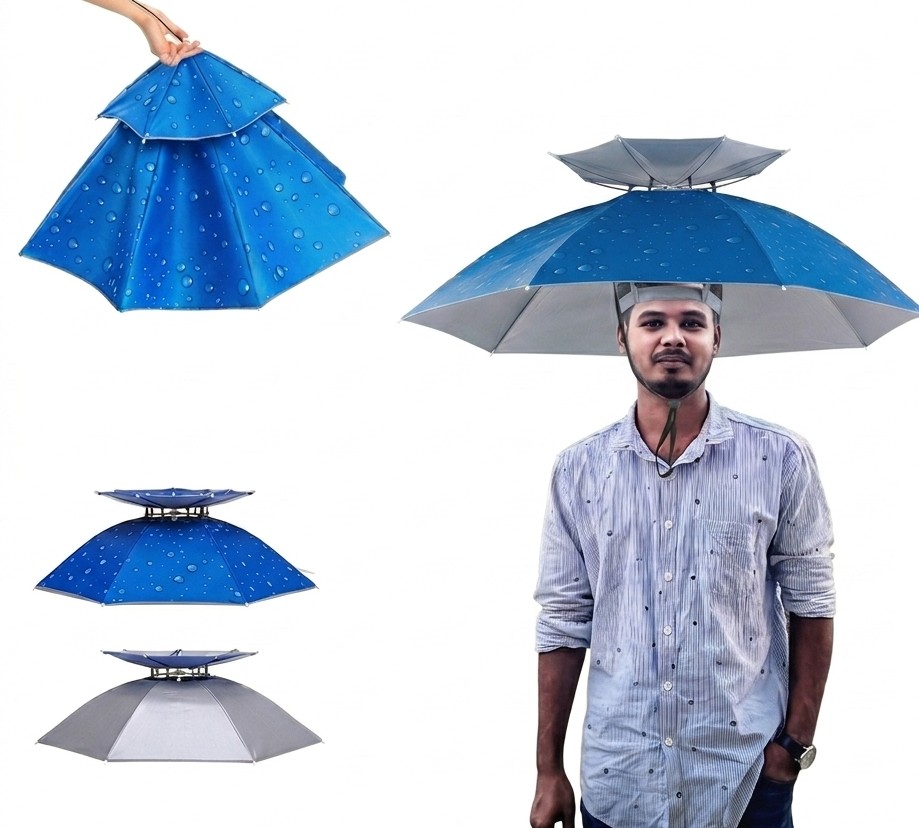 মাথায় পরার ছাতা | ডাবল লেয়ার আমব্রেলা হ্যাট_img_0