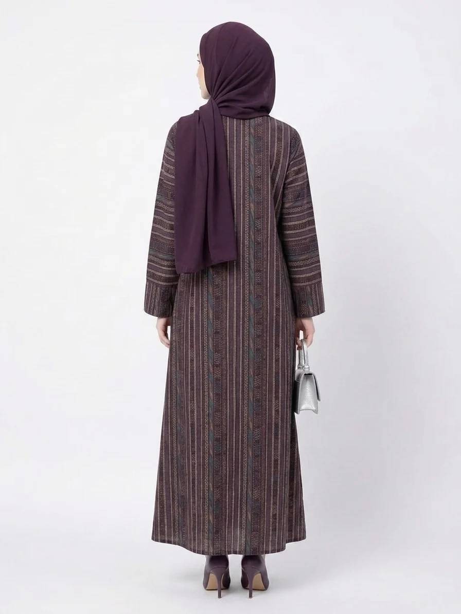 Amethyst Heritage Cotton Purple Dubai Abaya - Image 3