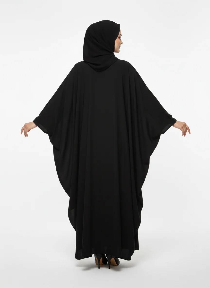 Iconic Velvet-Top Farasha Embroidered Nida Fabric Dubai Abaya - Image 4
