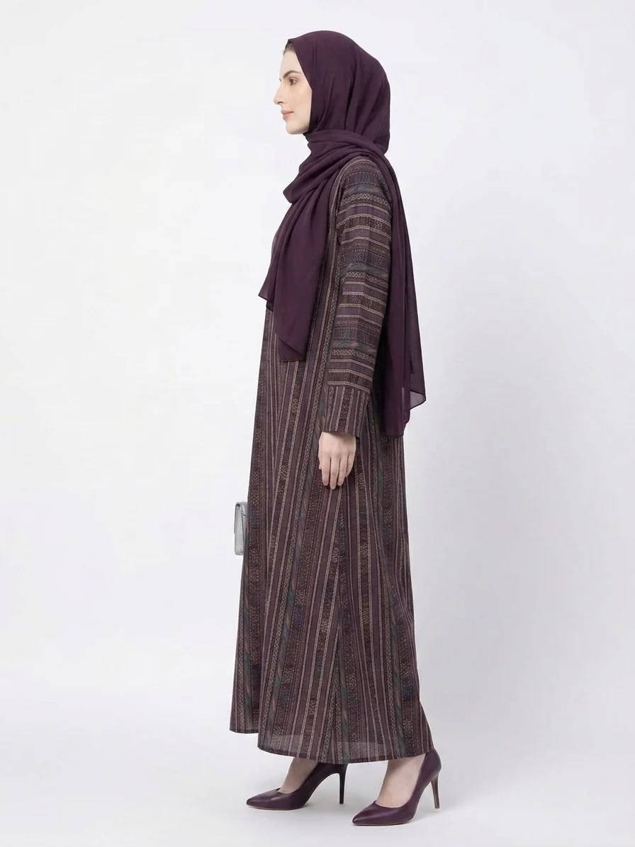 Amethyst Heritage Cotton Purple Dubai Abaya - Image 2
