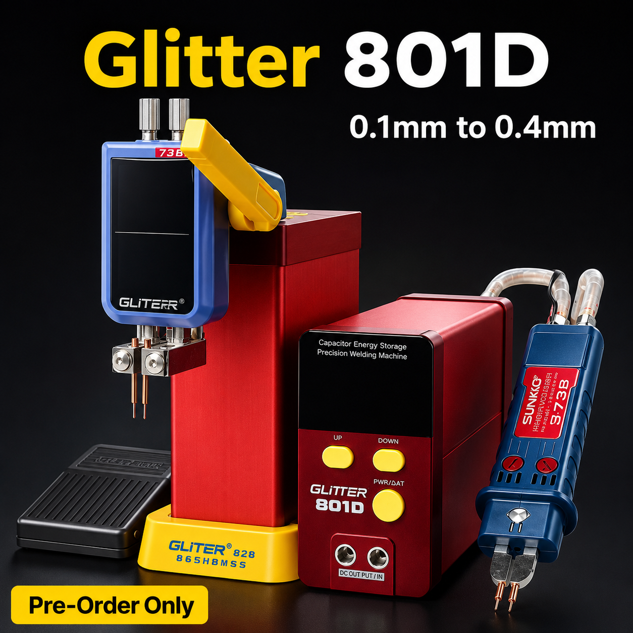 GLITTER 801D Battery Spot Welding Machine, Capacitor, Energy Storage, Pulse Welding Machine, 12 KW, Mini Portable Precision Pulse Battery, Welding Machine for 18650, 14500 Lithium Battery