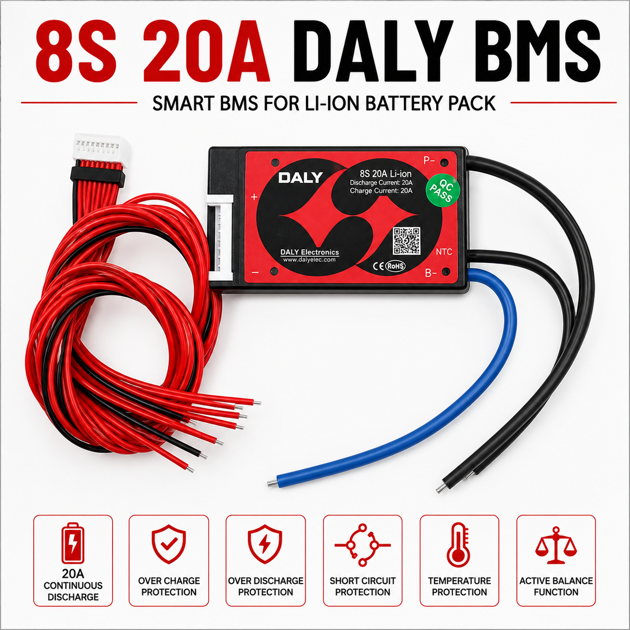 DALY 8S 24V 20A LFP BMS Daly G Type Lifepo4 BMS For 8S 20A